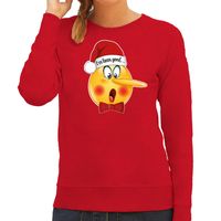 Bellatio Decorations foute kersttrui/sweater dames - Leugenaar - rood - braaf/stout 2XL  -