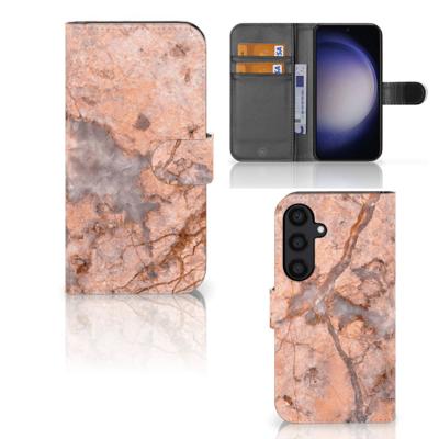 Samsung Galaxy S24 | Bookcase | Marmer Oranje Samsung Galaxy S24 | Bookcase | Marmer Oranje