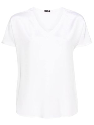 Kiton t-shirt en soie à col v - Blanc
