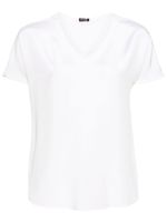 Kiton t-shirt en soie à col v - Blanc