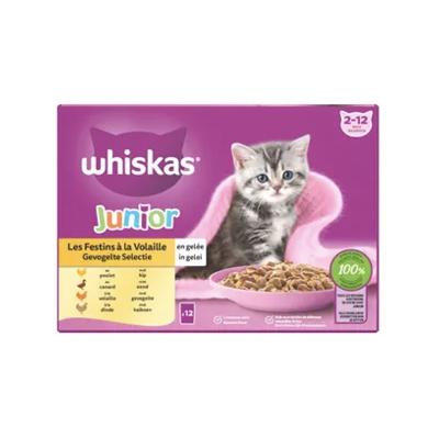 Junior Gevogelte Selectie in gelei maaltijdzakjes multipack 12x85g dierensnack - Whiskas
