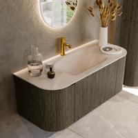 Badmeubel Mondiaz Kurve-Dlux | 110 cm | Meubelkleur Shadow | Wastafelkleur Meli | Solid surface | Wasbak midden spoelbak | 1 kraangat