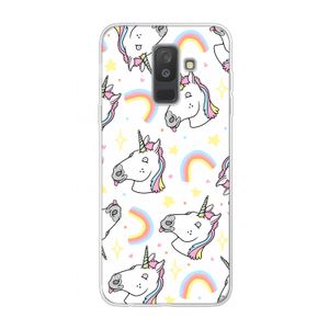Rainbow Unicorn: Samsung Galaxy A6 Plus (2018) Transparant Hoesje