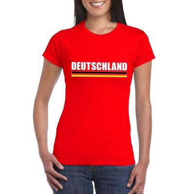 Duitsland supporters kleding t-shirt - voor dames - rood - met vlag kleuren print - korte mouwen