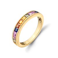 Ring Fantasie Regenboog geelgoud-saffier meerkleurig 4 mm
