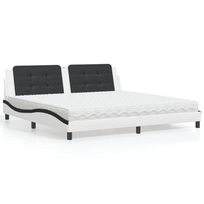 Bed met matras kunstleer wit en zwart 200x200 cm