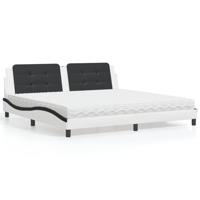 Bed met matras kunstleer wit en zwart 200x200 cm