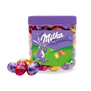 Milka paaseitjes met exclusief paasmandje - mix van smaken - 600g
