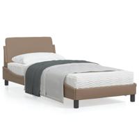 Bedframe met hoofdbord kunstleer cappuccinokleurig 90x200 cm