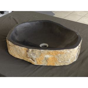 Waskom Imso Lavabo Pilar Stone Lava steen 40x60x13cm