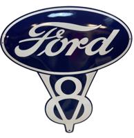 Ford V8 Oval Emaille Bord 46 x 46 cm