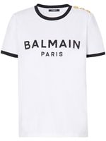 Balmain haut en coton 3-Button à logo imprimé - Blanc