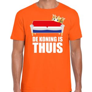 Koningsdag t-shirt de Koning is thuis oranje voor heren