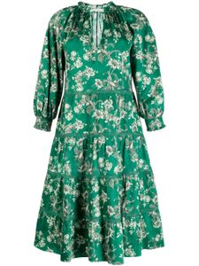 alice + olivia robe mi-longue Layla à fleurs - Vert