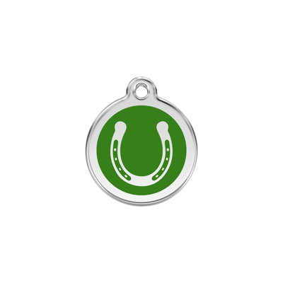 Horse Shoe Green roestvrijstalen hondenpenning small/klein dia. 2 cm - Reddingo