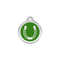 Horse Shoe Green roestvrijstalen hondenpenning small/klein dia. 2 cm - Reddingo