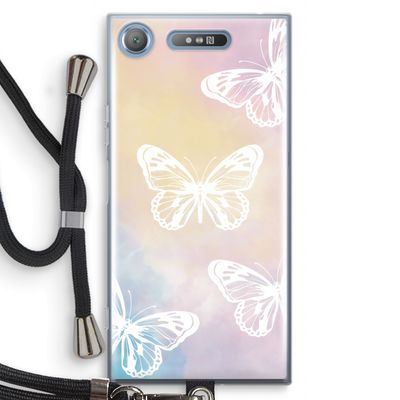 White butterfly: Sony Xperia XZ1 Transparant Hoesje met koord