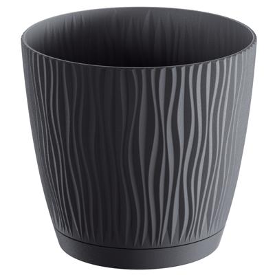 Prosperplast Plantenpot Waves - kunststof - antraciet - D19xH18cm - binnen/buiten - bloempot Prosperplast Plantenpot Waves - kunststof - antraciet - D19xH18cm - binnen/buiten - bloempot