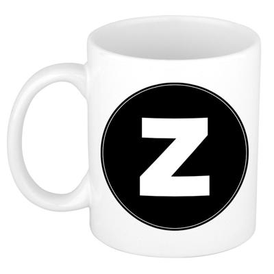 Koffie mok met de letter Z - beker - zwart - eerste letter van een voornaam - wit - 300 ml