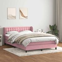 Boxspring met matras fluweel roze 140x220 cm