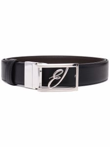 Brioni ceinture en cuir à plaque logo - Noir