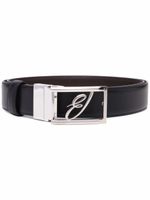 Brioni ceinture en cuir à plaque logo - Noir - thumbnail