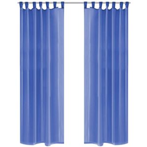 VidaXL Gordijnen voile 140x245 cm koningsblauw 2 st