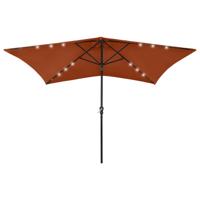 VidaXL Parasol met led's en stalen paal 2x3 m terracottakleurig