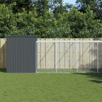 Hondenhok met ren 214x1069x181 cm staal antraciet Hondenhok met ren 214x1069x181 cm staal antraciet
