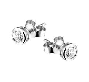 Oorknoppen zilver-zirconia 5 mm