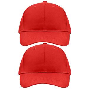 2x stuks 6-panel baseball rode caps voor volwassenen