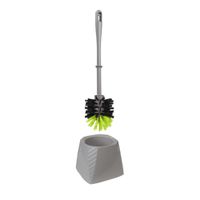 Kunststof wc-borstel/toiletborstel met houder grijs/groen 37.5 cm    - - thumbnail