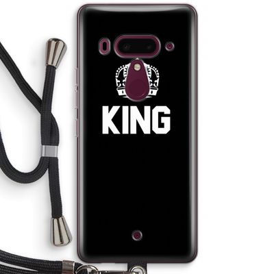 King zwart: HTC U12+ Transparant Hoesje met koord