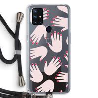 Hands pink: OnePlus Nord N10 5G Transparant Hoesje met koord