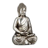 Boeddha beeld zilver 42 cm - thumbnail