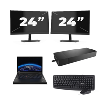 Lenovo ThinkPad P53 - Intel Core i7-9e Generatie - 15 inch - 8GB RAM - 256GB SSD - Windows 11 Home + 2x 24 inch Monitor