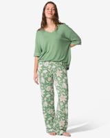 HEMA Damespyjamabroek Bente straight fit bloemen groen (groen)