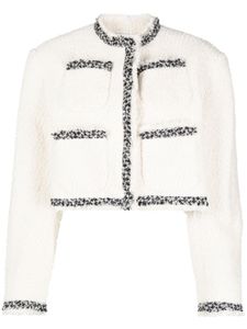 sacai veste en tweed à coupe crop - Blanc