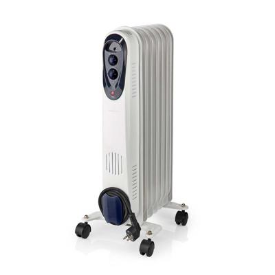 Nedis htoi30wt7 mobiele olieradiator 600 / 900 / 1500 w 7 vinnen instelbare thermostaat 3 warmte standen omvalpreventie wit