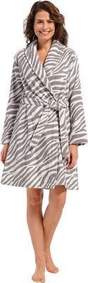 Zebra damesbadjas taupe/zand - badstof katoen