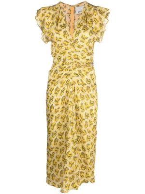 ISABEL MARANT robe mi-longue Lyndsay à fleurs - Jaune