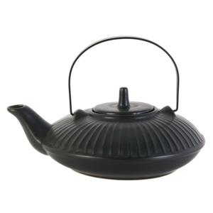 Home Deco Factory Theepot Shanghai - Keramiek - met deksel - zwart - 600 ml - 14 x 21 cm