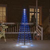 VidaXL Vlaggenmast kerstboom 108 led&apos;s blauw 180 cm