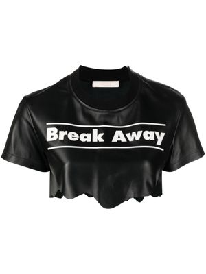Ssheena haut crop Break Away en cuir - Noir