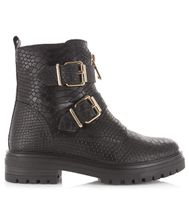 POELMAN Anaconda print leer Zwart Leer Biker boots Dames