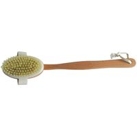 Bad/douche scrub borstel - hout - 42 cm - ophanglus - afneembare borstel