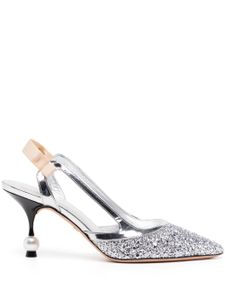 Giambattista Valli escarpins 75 mm à ornements strassés - Argent