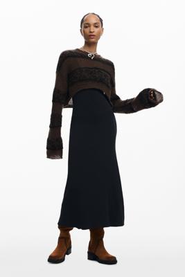 Gebreide jurk met lange mouwen - BLACK - L