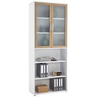 Boekenkast Calvia 12 van 222 cm hoog in wit met oud eiken - thumbnail