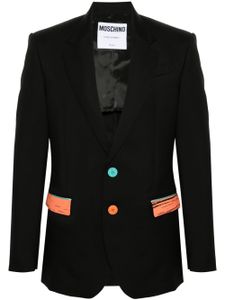 Moschino blazer en laine vierge à détails contrastants - Noir